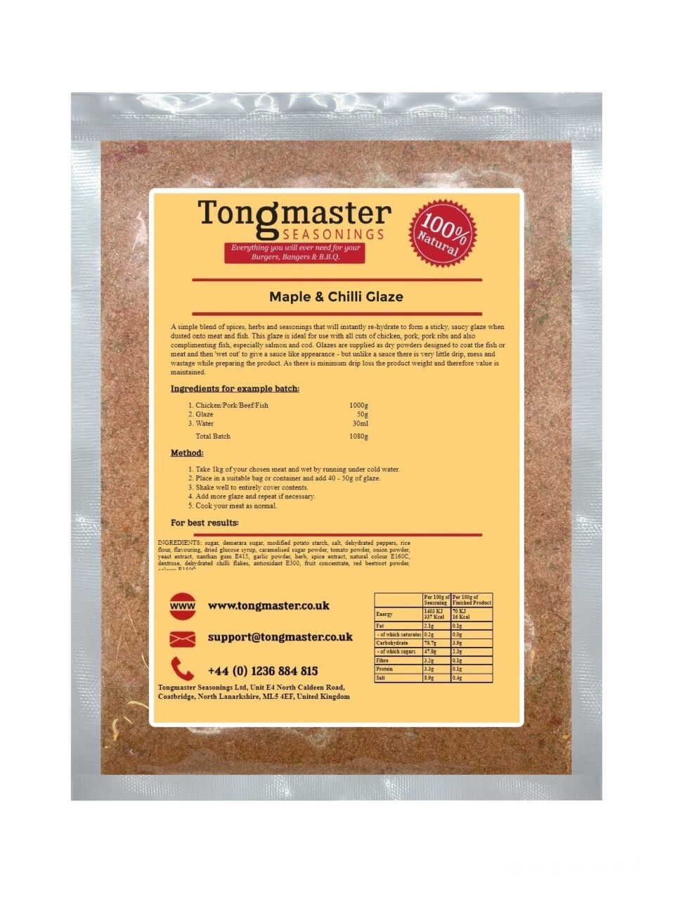 Maple & Chilli Glaze - Meat Rub - 600g Gluten Free - (Shaker Jar)