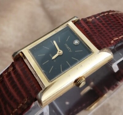 Montre Vintage Femme Maty - Boîtier Acier 22mm, Cadran Noir - Quartz, Pile Incluse - Occasion Bon état