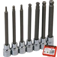 Neilsen Ball End Extra Long Allen Key Hex Bit Socket Set H3 - H10 Bits 7pc 3/8"