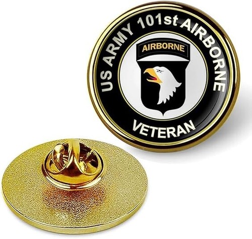 Gold U.S. Army 101st Airborne Lapel Pin Veteran Tie Suit Shirt Lapel Pin - Picture 2 of 3
