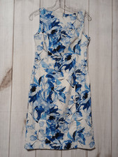 Chaps Dress Ladies 4 White Blue Floral Sleeveless