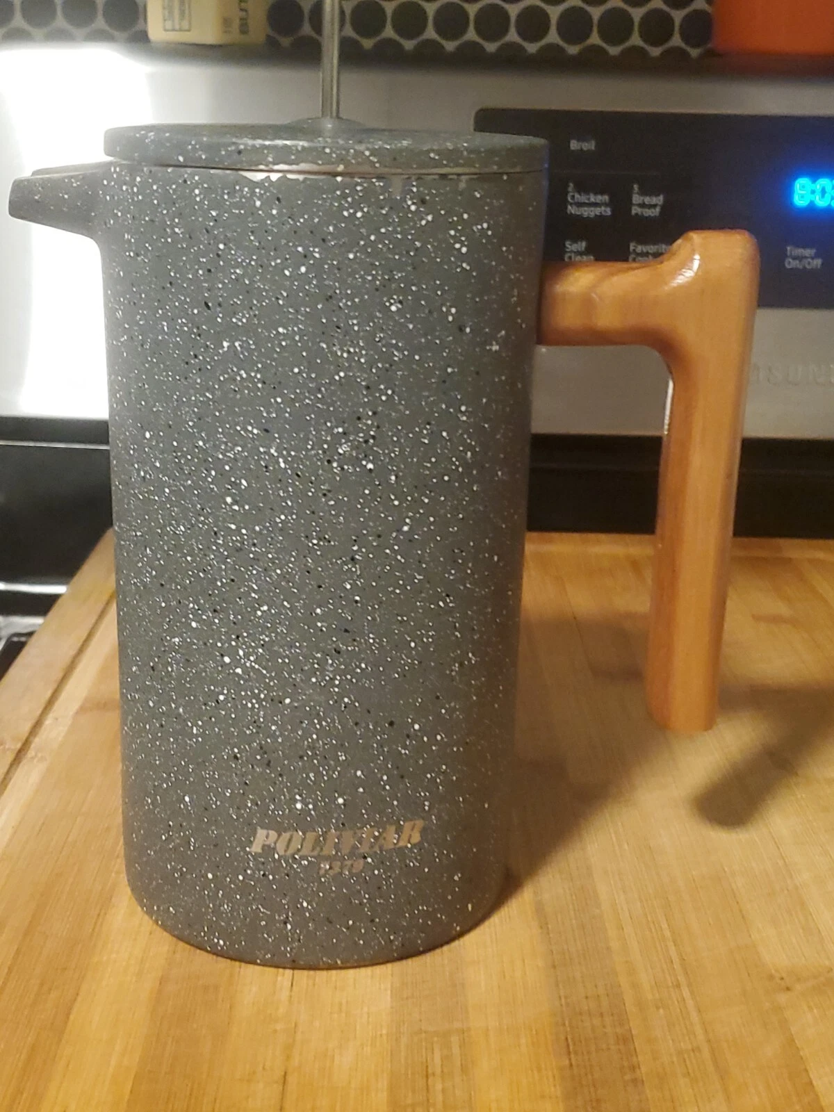 POLIVIAR French Press Coffee Maker 7379 Dual-Filter Screen Gray