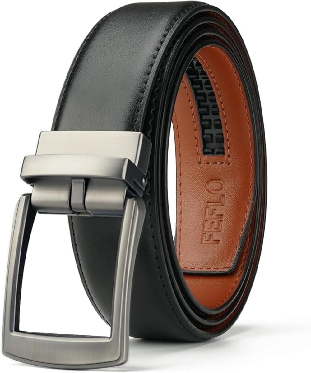 FEFLO Men's Ratchet Belt with Automatic Buckle, No Hole Adjustable