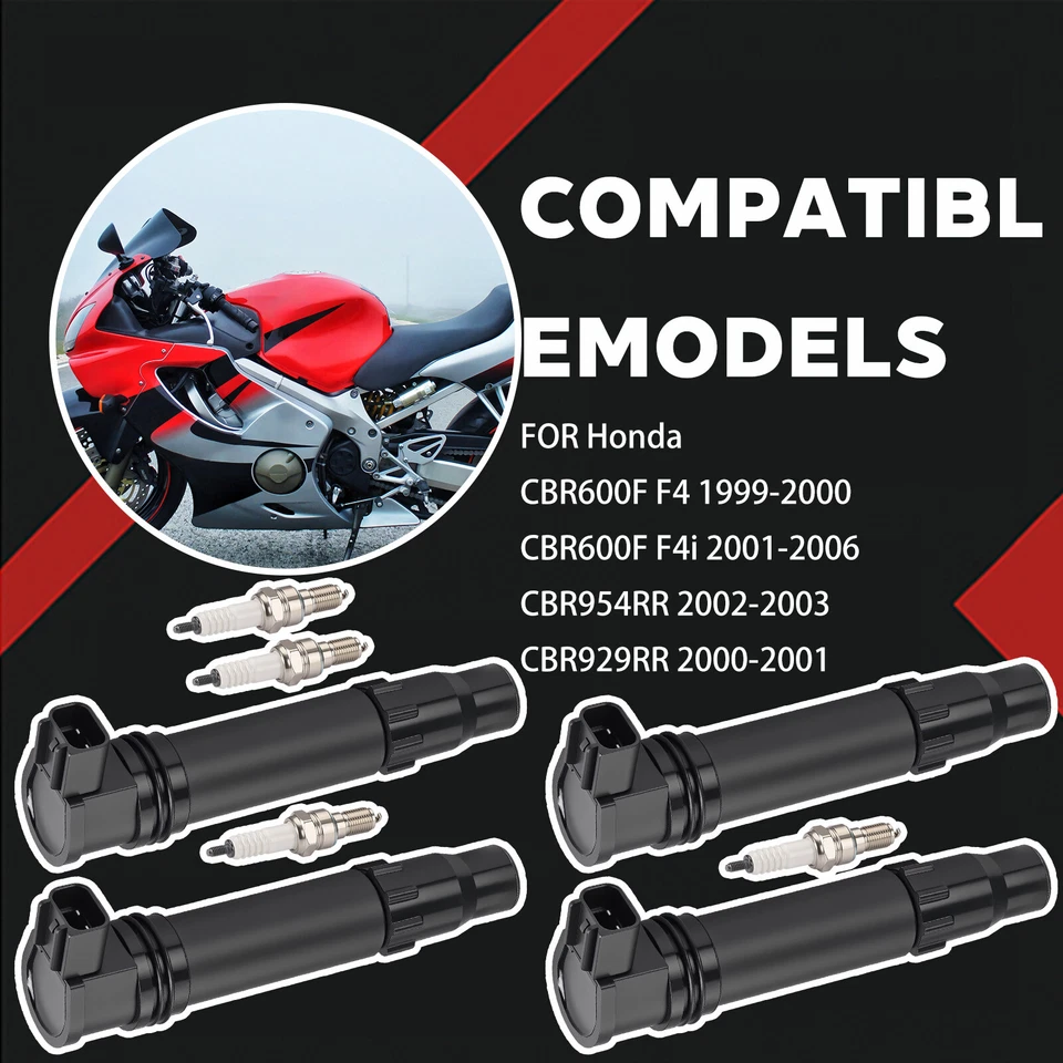 4x bobinas de encendido bujía de iridio para Honda CBR600RR 2007 2008 2009 2010-2024 Foto 4 de 4