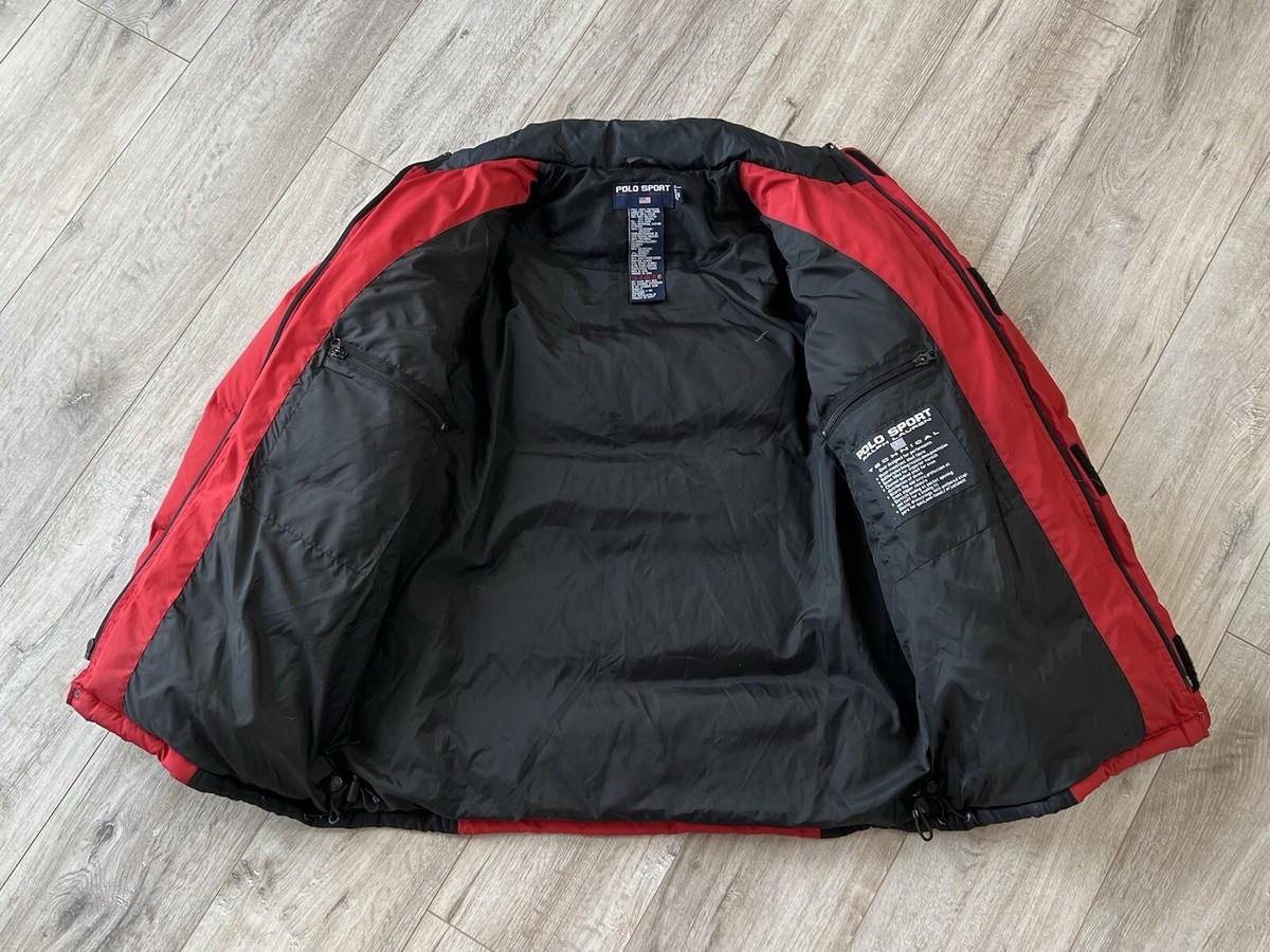 RALPH LAUREN Jacket Down Puffer Vintage Polo Sport 90s Red RALPH LAUREN Jacket Down Puffer Vintage Polo Sport 90s Red
