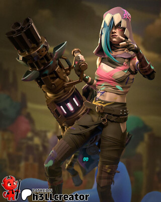 Jinx 3D Printed Figure, Arcane Collectible, Unpainted