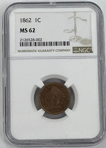1862 Indian Head Cent Penny 1C NGC MS62 - Uncirculated