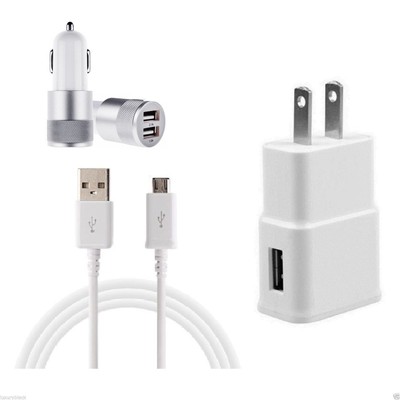 Micro Usb Data Sync Cable Home Wall Plug Adapter 2 1a Dual