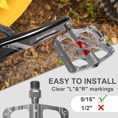 Flat Platform Pedals 3 Bearings 9/16 in Fit Shimano Mountain Bike Pedal Aluminum - Picture 7 of 19