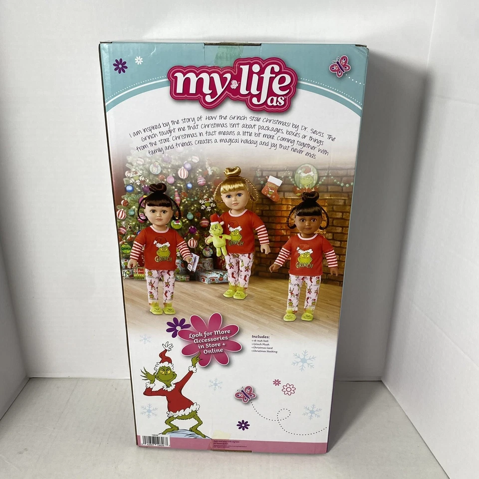 Кукла My Life as Posable Grinch Sleepover 18 дюймов темная брюнетка волосы карие глаза - новая - Изображение 3 из 4