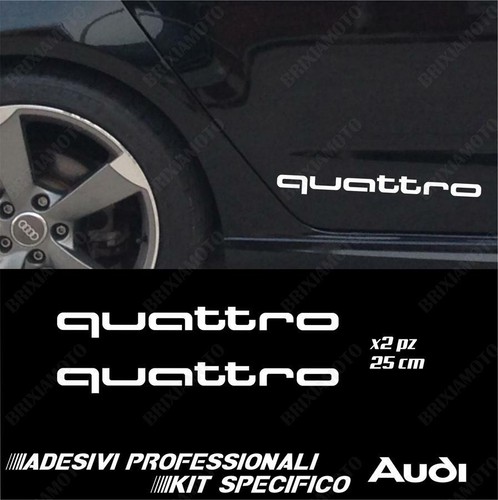 COPPIA ADESIVI PER FIANCATE QUATTRO PER AUDI A1 A3 A4 A5 A6 A7 A8 TT BIANCO - 第 1/1 張圖片