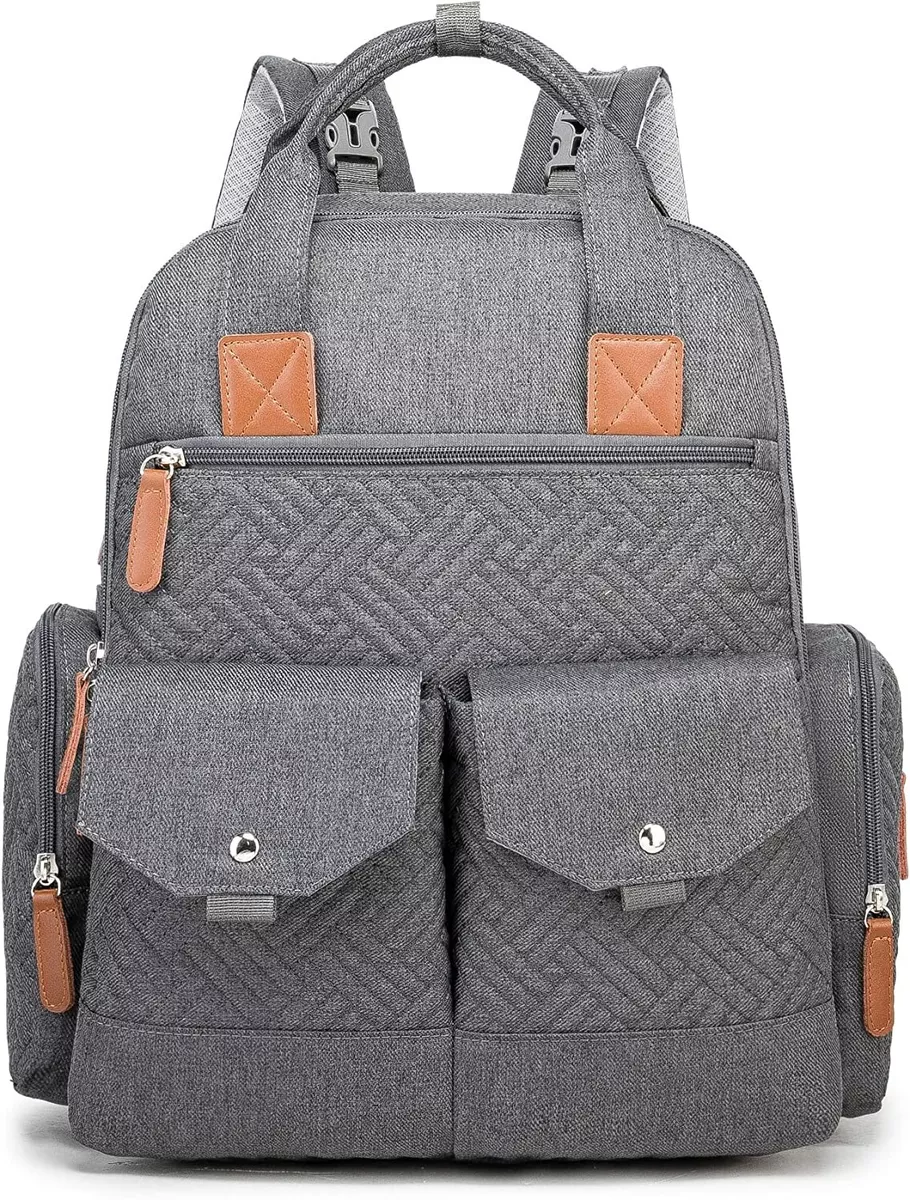 Panaleras Modernas Mochila Pañalera Para Bebe Pañales Madres Bolso  Rosado/Gris