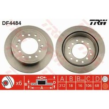 TRW 2x Bremsscheibe hinten 312 belüftet für Toyota Land Cruiser LJ12_