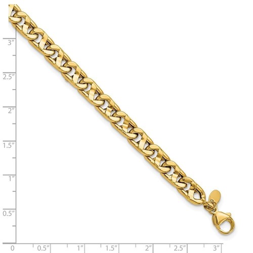 14k Yellow Gold Chain Bracelet for Mens for Mens L-8.5" W- 7mm Gift for Her - 第 5/9 張圖片