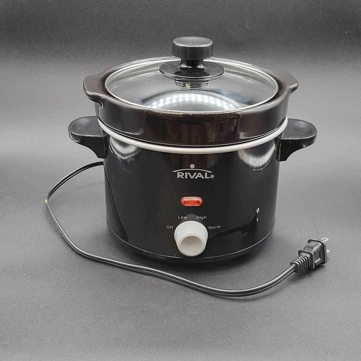 Rival Small 2 Quart Slow Cooker MD-YHJ20DB Black With Clear Lid 10