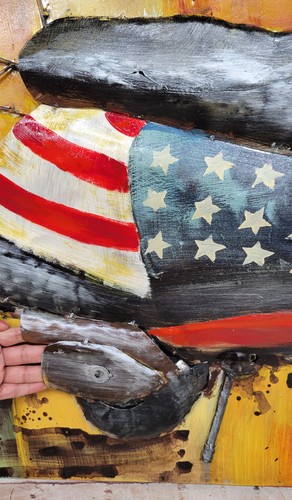 Hand Painted 3D Moped Wall Art Patriotic Scooter Acrylic Metal Home Decor - Picture 4 of 10
