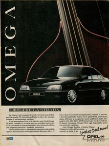 1990 Opel Omega Si 3.0 Liter 24 Valve Sedan Black Photo Italian Vintage Print Ad
