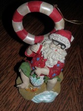 Ocean Santa w/Crab 4 x 3 x 3 in. Resin Ornament Christmas Decor, Used Once