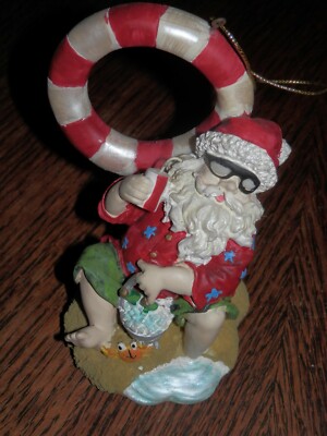 Ocean Santa w/Crab 4 x 3 x 3 in. Resin Ornament Christmas Decor, Used Once