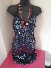 Festival Big Sequin Black Mini Dress / Size 6 I Saw It First. Pre - Loved