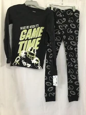 New Carter's Football Pajama Set Long sleeve long pants Snug Boys Black U pick