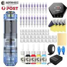 Wormhole Tattoo Machine Kit Pen Gun Rotary Motor Power Supply Needle Color Inks