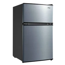 Arctic King 3.2 Cu ft Dual-Door Mini Fridge-Freezer, Stainless Steel, Energy-Eff