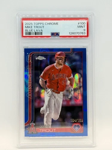 Mike Trout 2025 Topps Chrome Blue Lava Refractors #100 /150 🔥PSA 9 🔥