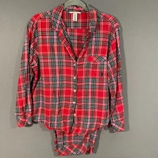 Victoria’s Secret Red Pink Green Plaid Pajama Set Women’s Size Small