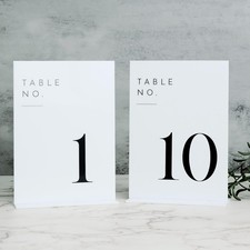White Wedding Table Numbers 1-10 with Stands 5"x7" White Acrylic Table Number...