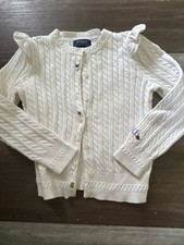 Polo Ralph Lauren Ivory Cable Knit Cardigan Girls 5 Embroidered Flowers