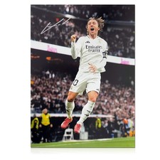 Luka Modric Signed Real Madrid Football Photo: Goal Celebration