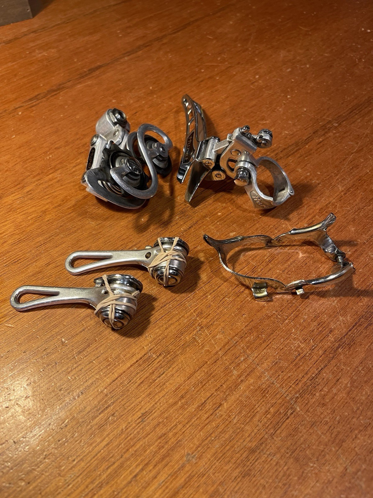 Vintage Huret Jubilee Derailleurs With  Down Tube Shifters Plus Cable Guide