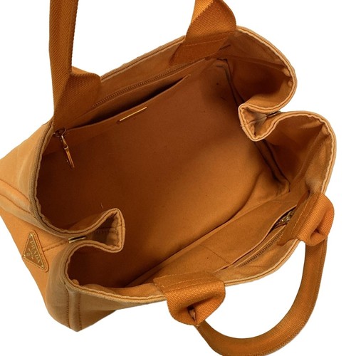 Auth PRADA Canapa BN1877 Papaya (Orange) Canvas - Tote Bag - Picture 7 of 8