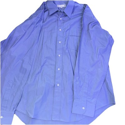 Yves Saint Laurent Dress Shirt Mens 17 34-35 Blue Long Sleeve Button Front