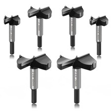 ASNOMY 6PC Forstner Bit Set, 1-3/8" to 2-3/4" Carbide Tipped, Wood Drilling