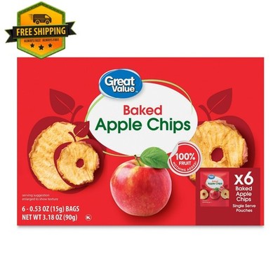 Great Value Baked Apple Chips, 0.53 oz, 6-Count Pack