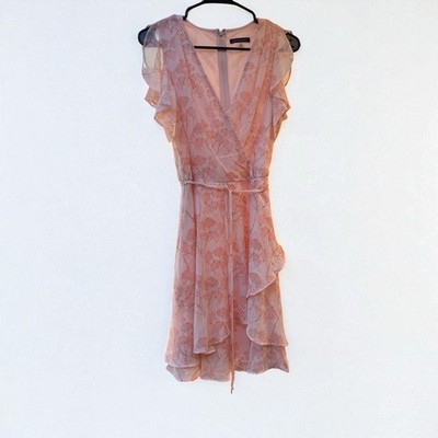 Tommy Hilfiger Nantucket Blossom faux-wrap dress in a peach floral pattern