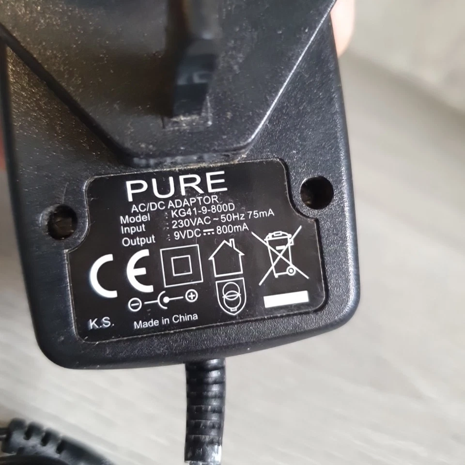 Pure AC/DC Power Adaptor Supply KG41-9-800D Pure One Classic DAB/FM Radio PSU - Image 2 of 4