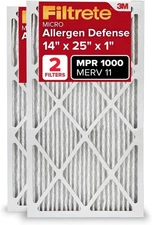 Filtrete 14x25x1 AC Furnace Air Filter, MERV 11, MPR 1000, 2 Pack (838)