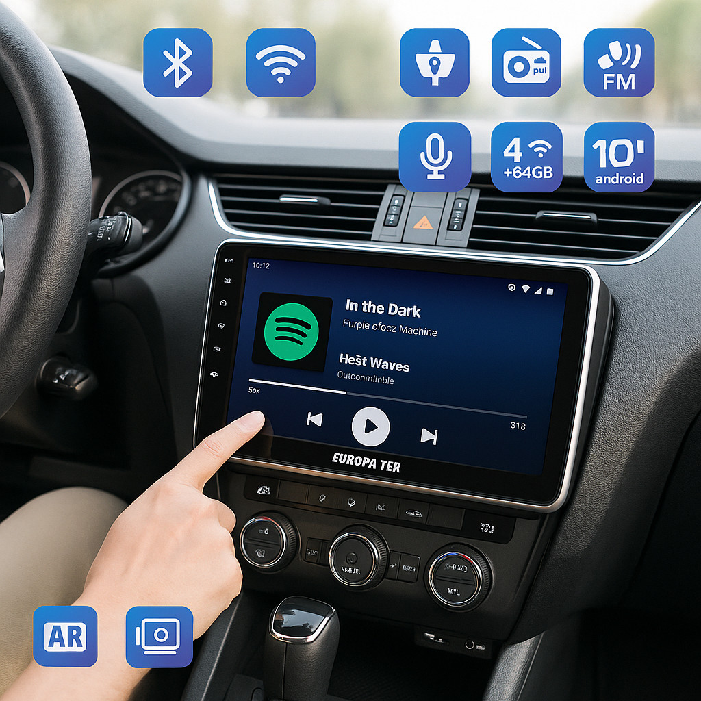 RobertAgor Driwei - Autoradio Android Auto CarPlay 10" WIFI GPS BT 4+64gb HD Touch Screen Ctc-1086d - Miniatura 4