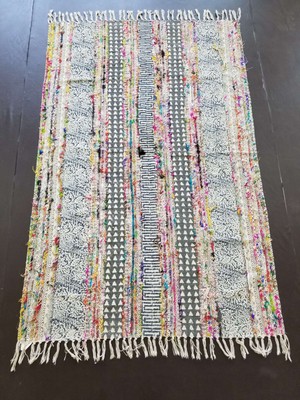 Feiner Vintage traditioneller handgefertigter orientalischer Wollkelim mehrfarbig 187 x 122 cm