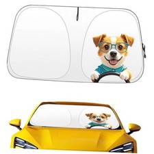 Windshield Sun Shade, Funny Puppy Foldable Car Front L, 63 35in Puppy Pattern