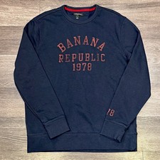 Banana Republic Sweatshirt Navy Blue Logo Long Sleeve Pullover Men s Large