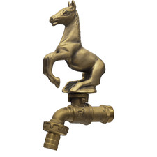 Horse Brass Faucet Tap Water Kitchen Outdoor Garden Yard Vintage Spigots K