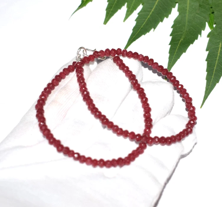 925纯银红色红宝石染色宝石圣诞节30英寸弦项链 — 第 3/4 张图片