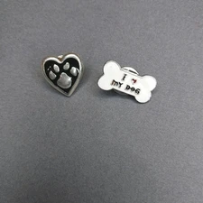 I Love My Dog Bone Heart Paw 2 Piece Enamel Lapel Hat Jacket Pin