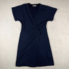 Madewell Navy Blue Faux Wrap V-Neck Short Sleeve Textured Mini Dress Size Small