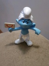 Smurfs Grouchy Smurf McDonald's Happy Meal Toy PVC Action Figure 2013 Smile Sign