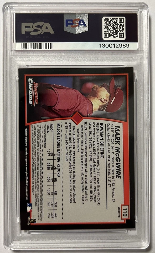 Bowman Chrome Mark McGwire #110 X-Fractor 2001 PSA 8 Cardinals Foto 2 de 2